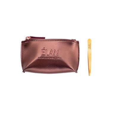 Пінцет Elan Proficiency Gold скошений з косметичкою