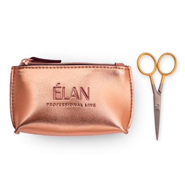 Ножницы для бровей Elan Gold с брендированной косметичкой