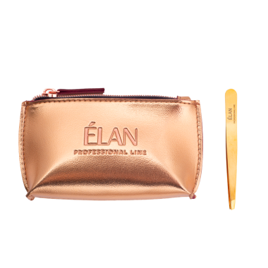 Пінцет Elan Proficiency Gold скошений з косметичкою