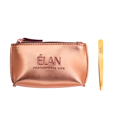 Пінцет Elan Proficiency Gold скошений з косметичкою