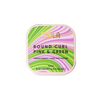 Набір валиків Zola Round Curl Pink & Green силіконових, 8 пар